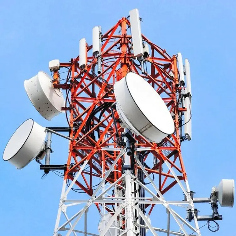 Antena jaringan dasar Wifi kaki 60m 4, menara komunikasi mendukung telekomunikasi baja sudut