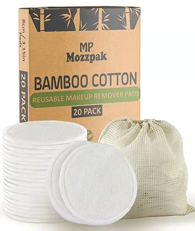 High Quality OEM Custom Organic Reusable Washable Cotton Makeup Round Remover Bamboo Face Pads