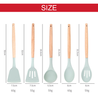 Harga Grosir Terlaris 12pcs Set Peralatan Masak Silikon dengan Gagang Kayu