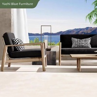 Ensemble de canapé et table basse d'extérieur minimaliste moderne en teck massif pour patio, hôtel, villa