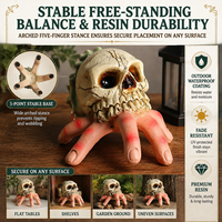 Main de fantôme crâne réaliste en résine, jouet de farce, accessoire effrayant pour Halloween, idéal pour maison hantée, jardin, pelouse, bureau et blagues