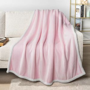 Prêt à expédier couverture super douce en polaire douce avec Sherpa confortable et moelleux chaud pour lit canapé voyage - Product Image 1