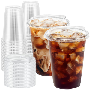 แก้วพลาสติก PET แบบใช้แล้วทิ้งพร้อมฝาปิดสำหรับร้านกาแฟมัทฉะ ลาเต้ สมูทตี้ และกาแฟเย็น รับผลิตตามสั่งพร้อมโลโก้ขายส่ง - Product Image 1