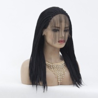 Perruque tressée sensationnel tressage humain, perruques micro tresses dentelle frontale pour femmes noires, perruque rose tressée soignée et élégante rouge supernova