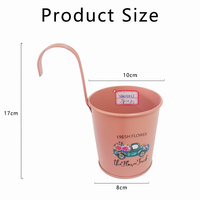 Pot de fleur coloré avec crochet seau suspendu pot de plante d'herbes galvanisé en gros jardinière en fer métallique avec cintre pots de jardin à la maison