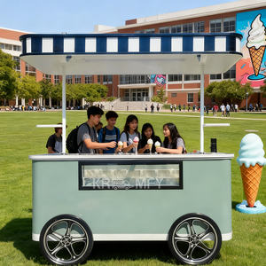 Carritos de Venta Ambulantes para Helados, Carrito de Comida Móvil para Exteriores, Kiosco de Comida Callejera, Carrito Comercial Móvil para Venta de Comida en la Calle - Product Image 2