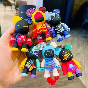 Dibujos animados divertido medio calavera cuerpo <span class=keywords><strong>Robot</strong></span> mecánico oso llavero algodón Punk Animal llavero para coche bolsa colgante juguetes de peluche - Product Image 1