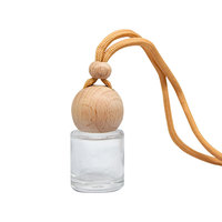 Flacon de parfum pour voiture en verre transparent avec bouchon en bois et diffuseur suspendu pour assainisseur d'air