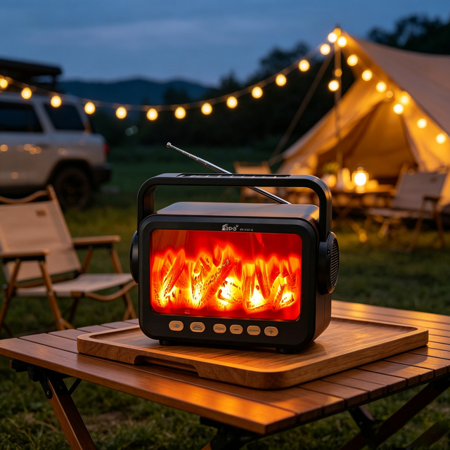 FP-337-S Fireplace 3D Flame Effect Outdoor bluetooth Speaker with Fm Radio for Camping Decor Table Ornament Home Decoration