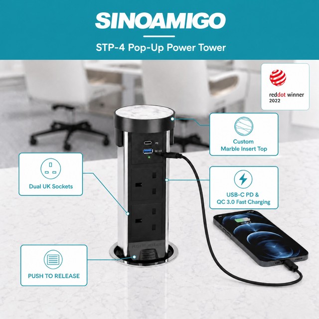 SINOAMIGO TYPE G Kitchen Embedded Table pop up Socket Desk Socket with Marble/stone/wood Top