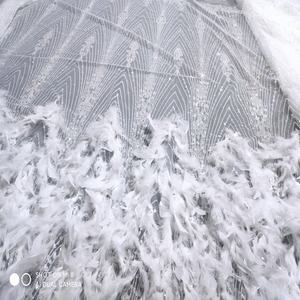 Robe <span class=keywords><strong>de</strong></span> mariée à paillettes perlées, tissu <span class=keywords><strong>de</strong></span> tulle, plumes, vente rapide en chine, nouvelle collection 2020 - Product Image 5