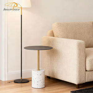 Mesas de Café Modernas con Tapa de Metal y Base de Piedra, Mesa de Té Redonda Pequeña con Esquinas Redondeadas, Mesa Auxiliar para Dormitorio o Sala de Estar - Product Image 5