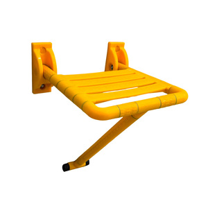 Oren Wall Mounted Shower <b>Stool</b> 400x340x450mm Yellow Foldable <b>Plastic</b> Bathroom Chair For Elderly Safety - Product Image 1