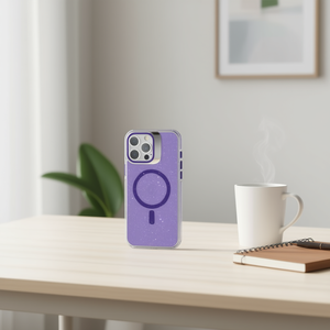 Étui magnétique transparent avec paillettes et protection d'appareil photo pour iPhone 16 Pro Max, design étoile violette - Product Image 3