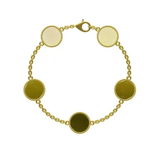 Women's Love Fashion 4 Leaf Clover Ring 18K Gold Bracelet Rose Gold Clover Bracelet.