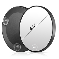 Miroir grossissant portable personnalisé 10X avec 2 ventouses, miroir cosmétique pliable de 4 pouces pour la douche