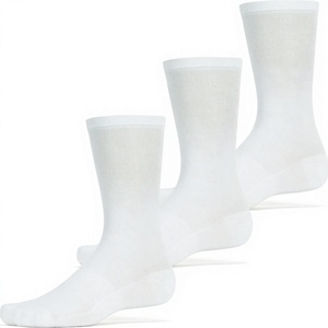 Chaussettes de sport athlétiques en coton blanc respirantes, tricotées, unies, écologiques, avec revers, pour le basketball, MADE BY HS - Product Image 2