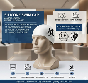 <span class=keywords><strong>Gorro</strong></span> de Natación de Silicona Ecológico, Suave e Impermeable con Diseño Plano y Logotipo Personalizado <span class=keywords><strong>para</strong></span> Hombres y Mujeres, Equipo de Natación Profesional - Product Image 2
