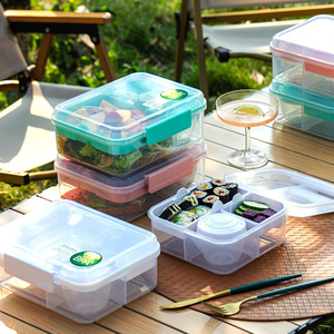 Boîte à lunch portable à double compartiment avec séparation simple, boîte à lunch de haute qualité pour le camping, vente en gros - Product Image 2
