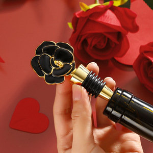 Valentine's Day Rose Wine Stopper Gold Red Pink White Black Metal <b>Sealing</b> Bottle Plug Gift - Product Image 4