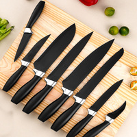 Ensemble de couteaux de cuisine en acier inoxydable 3Cr13 avec revêtement noir, 15 pièces, avec couteau de chef et ciseaux, boîte cadeau