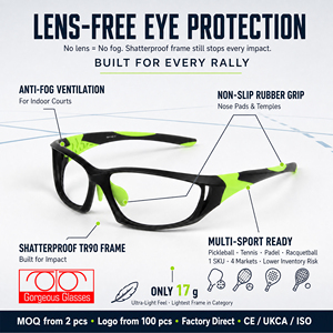 <span class=keywords><strong>Gafas</strong></span> de Pickleball OEM TR90 sin Lentes, Antivaho, Protección Ocular para Tenis, Pádel, Raquetbol, Certificación CE - Product Image 2