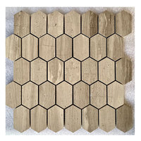 Parquet en mosaïque de marbre chevron à chevrons pour la décoration murale et de sol de villas et fermes modernes, gris et blanc, pour extérieur
