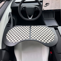 Plateau de voiture pliable en cuir PU Tesla modèle 3 modèle Y intérieur de luxe bureau d'ordinateur portable Table de nourriture siège avant travail voyage manger déjeuner