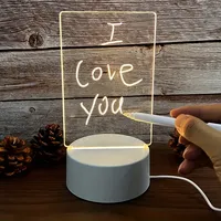 Jolies chambres portables salons veilleuse led bases de lampe pour 3d acrylique avec tableau de notes
