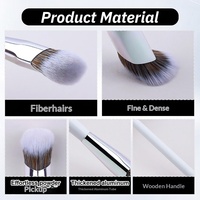 Pinceau de maquillage professionnel simple à manche en bois en forme de diamant, poils en fibres ultra-douces, logo personnalisé, vente en gros d'usine OEM ODM