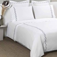 Parure de lit d'hôtel YAKANGYI 2026 de luxe 5 étoiles en coton tissé 600TC brodé, couleur blanche, toutes saisons, personnalisable, qualité supérieure