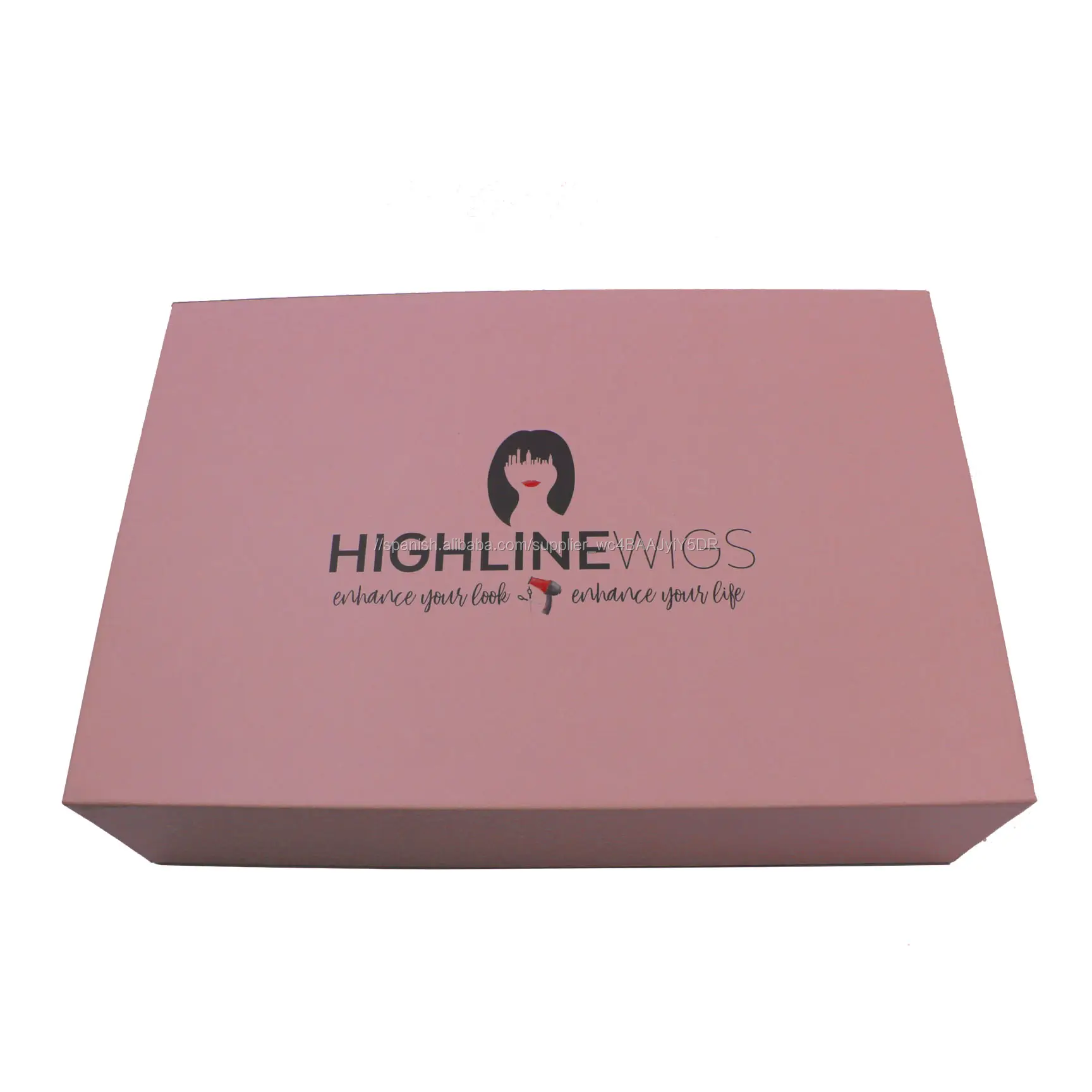 2019 Venta caliente solapa de cierre magnético caja de cartón Rosa caja de embalaje para el cabello