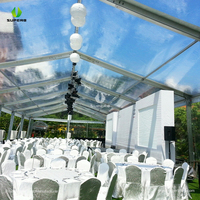 Grande Tente de Réception Extérieure pour Mariages et Expositions, Structure en Alliage d'Aluminium, Style Safari, Abri Durable avec Piquets et Toile de Fond