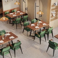 Combinaison table et chaises de salle à manger occidentale haut de gamme en bois massif, style minimaliste, personnalisable, origine Fujian, usage commercial, restaurant