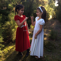 Robe d'été personnalisée respirante pour filles, style ODM, manches courtes bouffantes, longueur cheville, en coton vierge, pour enfants