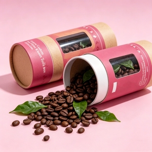 Custom Coffee Bean Tube <b>Box</b> White Green Paper Packaging with Clear Window <b>Recyclable</b> Four Color Printing - Product Image 6
