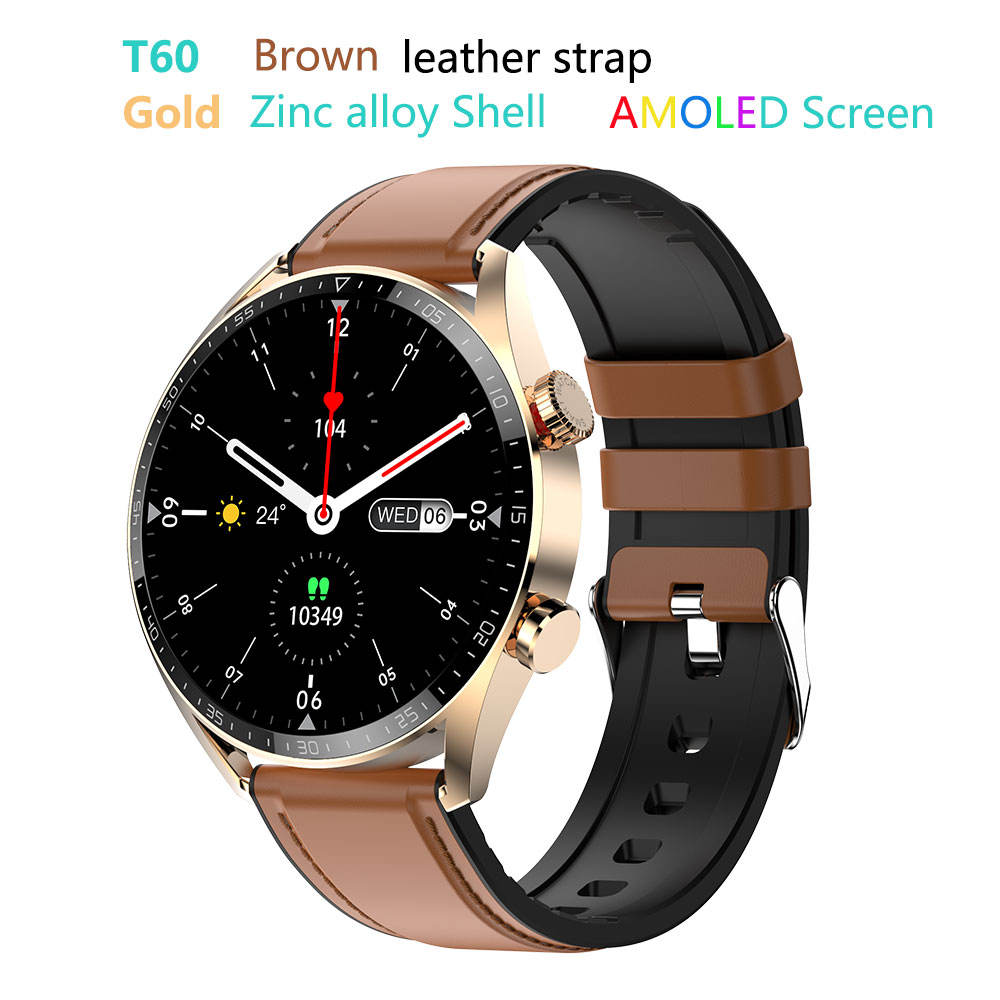 Montre intelligente marron T60-BT-call-amoled