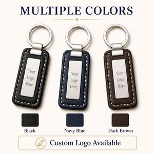 Porte-clés personnalisé en cuir véritable avec plaque logo métallique, cadeau d'affaires en cuir de vachette, porte-clés de voiture, vente en gros, faible MOQ - Product Image 4