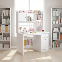 Bureau d'ordinateur pliable en bois pour jeux avec étagère de rangement, hauteur réglable pour étudiants dans la chambre ou les petits espaces