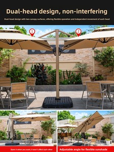 Parasol romain double tête <span class=keywords><strong>haut</strong></span> <span class=keywords><strong>de</strong></span> <span class=keywords><strong>gamme</strong></span> pour extérieur, imperméable, commercial, pour villa, jardin, cour, avec LED solaire, grand format - Product Image 6