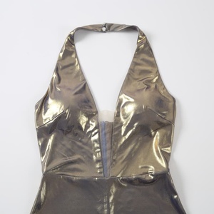 Elegante vestido de baile de <span class=keywords><strong>lentejuelas</strong></span> doradas <span class=keywords><strong>Mono</strong></span> Cintura natural Deslumbrante Declaración de moda Cada ocasión con impresión digital en la espalda - Product Image 5