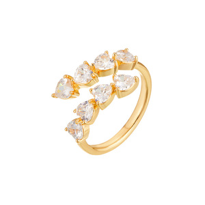Heart-Shaped <b>Crystal</b> <b>Ring</b> Adjustable Open Design Claw Setting Everyday Wear Jewelry - Product Image 5