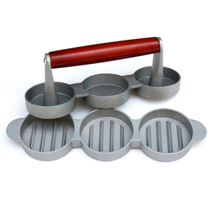 Prensa para Hamburguesas 3 en 1 Antiadherente, Molde de Aluminio de Grado Alimenticio para Barbacoa, Molde Manual para Hacer Hamburguesas con 3 Ranuras, Ecológico - Product Image 2