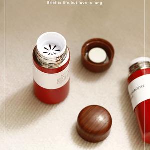 Mini <span class=keywords><strong>Thermos</strong></span> da 150/250ml con Coperchio in Legno, Tazza da Caffè in Acciaio Inox 304, Bottiglia d'Acqua Portatile Creativa per Esterni - Product Image 2