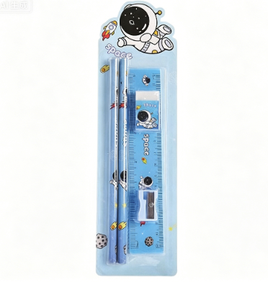 Lot de 5 articles de papeterie de dessin animé pour enfants, ensemble de crayons Kawaii avec 2 crayons, 1 règle, 1 gomme, 1 taille-crayon, cadeau de rentrée scolaire - Product Image 4