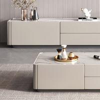 Meuble TV de luxe Meuble TV Unité de télévision Table basse en ardoise blanche Table à thé