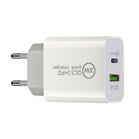 Chargeur mural rapide 20W PD+QC3.0, adaptateur de charge rapide double port A+C, prise US et EU pour la charge rapide de l'iPhone, tête d'alimentation