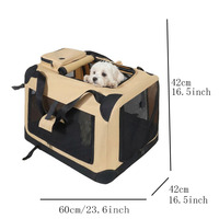 Sac de transport à roulettes pour animaux de compagnie, respirant, en Oxford, avec barre de traction et poignée de transport, pour voyages en avion avec chats et petits chiens