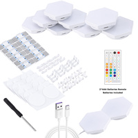Panel LED Hexagonal Quantum RGB de ABS, Control Remoto por Aplicación, Sincronización Inteligente con Música, Luz de Fondo para Pared Residencial
