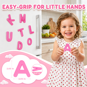 Joycat Set di 26 Lettere dell'<span class=keywords><strong>Alfabeto</strong></span> Magnetiche in Silicone Rosa, Magneti per Frigorifero ABC, Giocattolo Educativo Montessori con Cestino Portaoggetti - Product Image 3